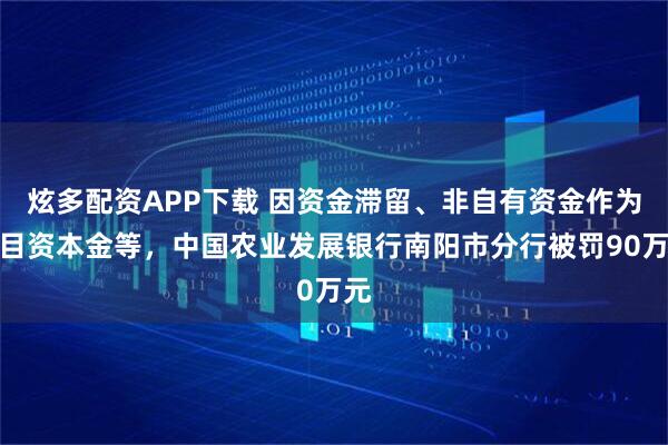 炫多配资APP下载 因资金滞留、非自有资金作为项目资本金等，中国农业发展银行南阳市分行被罚90万元