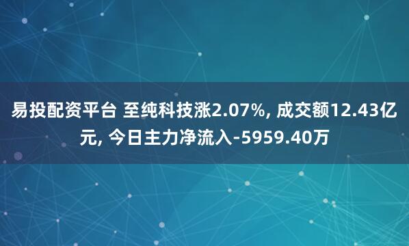 易投配资平台 至纯科技涨2.07%, 成交额12.43亿元, 今日主力净流入-5959.40万
